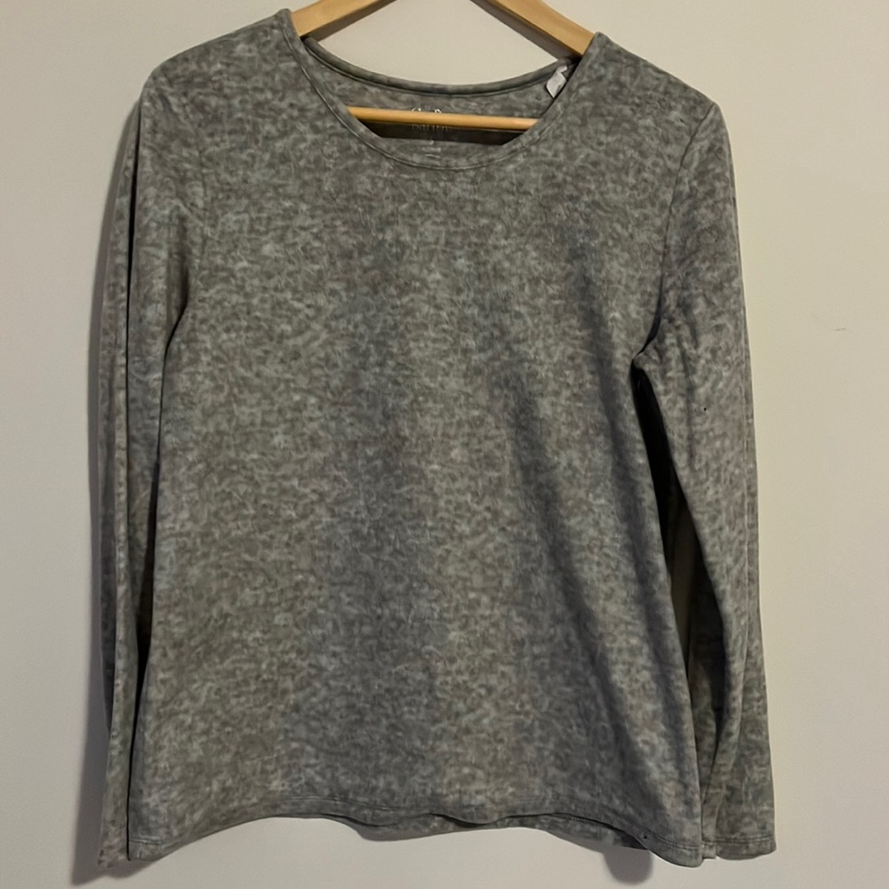 Croft & Barrow grey long sleeved crew scooped neck sweater flannel soft (S)